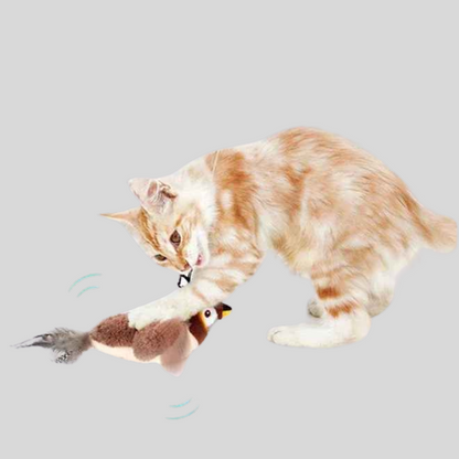 Oiseau interactif en peluche pour chat