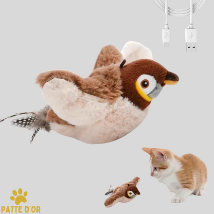 Oiseau interactif en peluche pour chat