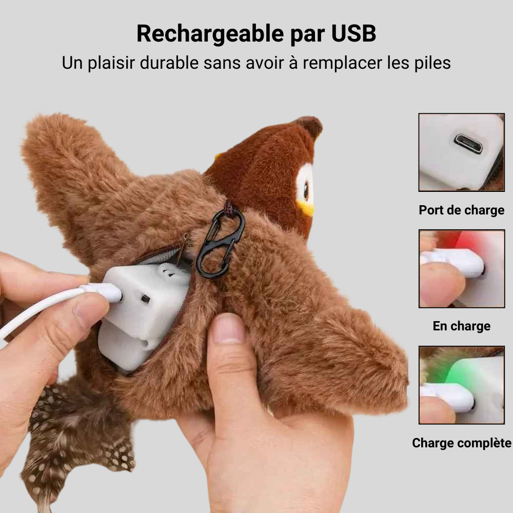 Oiseau interactif en peluche pour chat