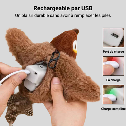 Oiseau interactif en peluche pour chat