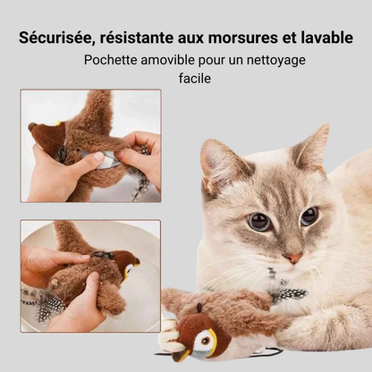 Oiseau interactif en peluche pour chat